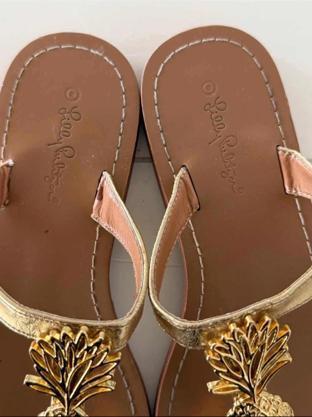 Lilly Pulitzer Gold Pineapple Thong Sandals - Women - Picture 3 of 3